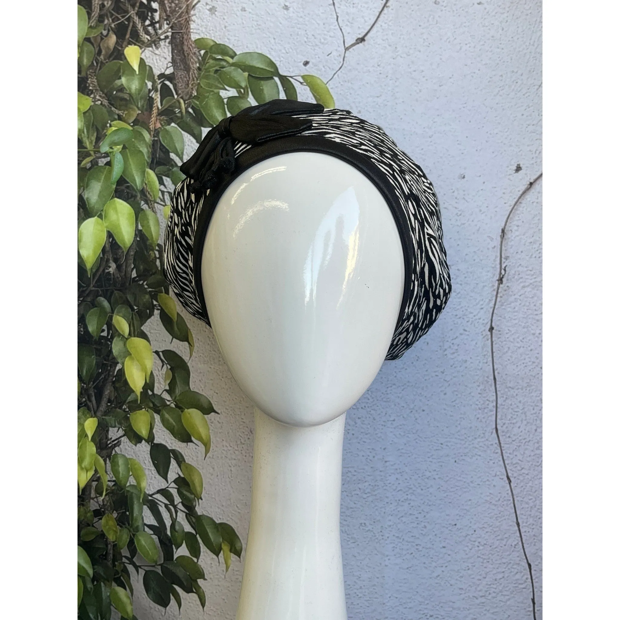 Embellished Hat - Size #2 Black/White Print