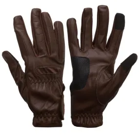 eQUEST Leather Grip Pro Riding Gloves - Chocolate Brown