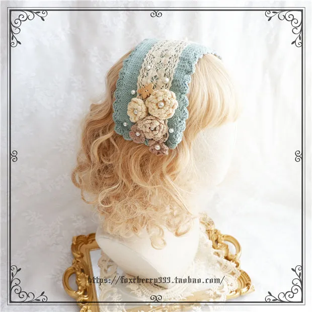 Fox Cherry~Elegant Pastoral Handmade Knitting Flower Hairband Multicolors