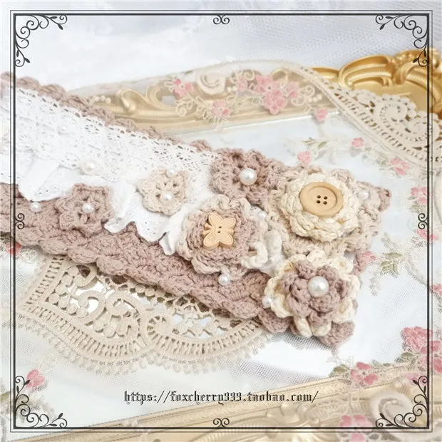 Fox Cherry~Elegant Pastoral Handmade Knitting Flower Hairband Multicolors