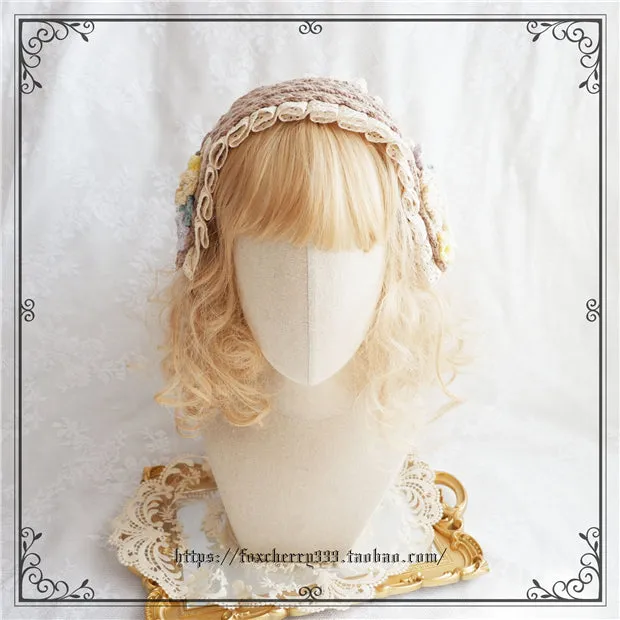 Fox Cherry~Elegant Pastoral Handmade Knitting Flower Hairband Multicolors