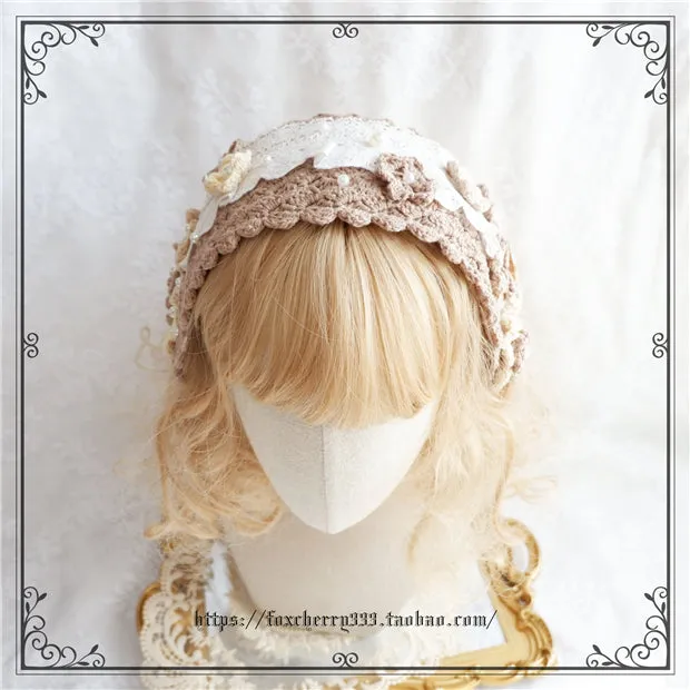 Fox Cherry~Elegant Pastoral Handmade Knitting Flower Hairband Multicolors