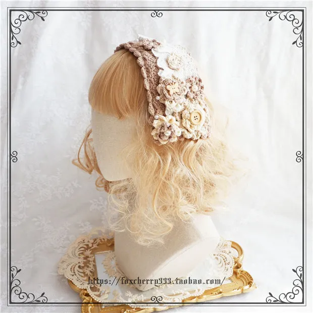 Fox Cherry~Elegant Pastoral Handmade Knitting Flower Hairband Multicolors