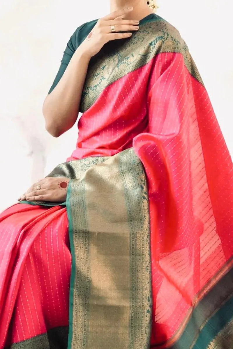 Girlish Pink Soft Silk Saree With Sophisticated Blouse Piece