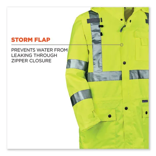 Glowear 8365 Class 3 Hi-vis Rain Jacket, Polyester, Medium, Lime, Ships In 1-3 Business Days