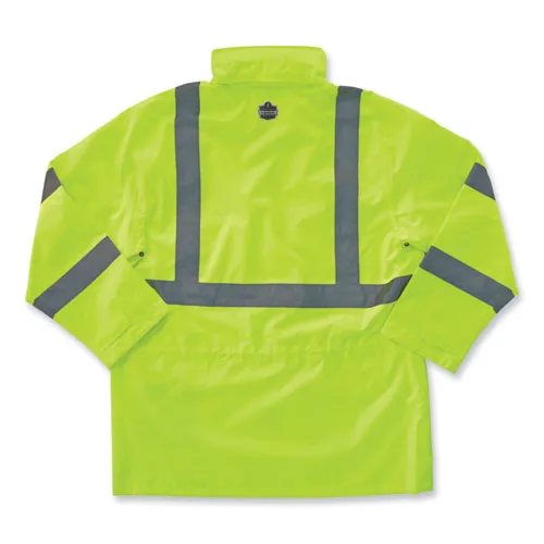 Glowear 8365 Class 3 Hi-vis Rain Jacket, Polyester, Medium, Lime, Ships In 1-3 Business Days
