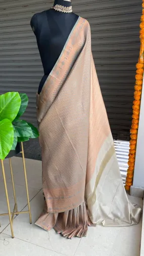 Grey and peach Silk saree with blouse