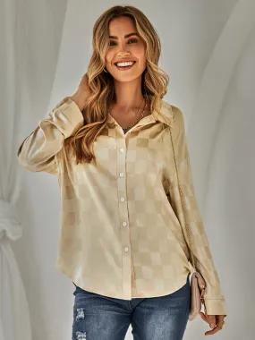 Harmonia Women's Fashion Cardigan Casual Plaid Jacquard Shirt
