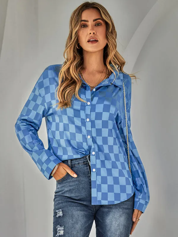 Harmonia Women's Fashion Cardigan Casual Plaid Jacquard Shirt