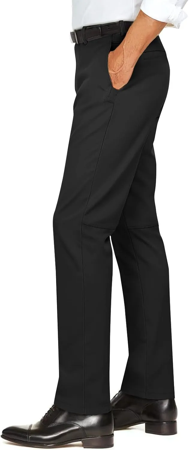 Heyfanee Men's Dress Pants Slim Fit Stretch Expandable Waist Flat Front Chinos Pants for Men