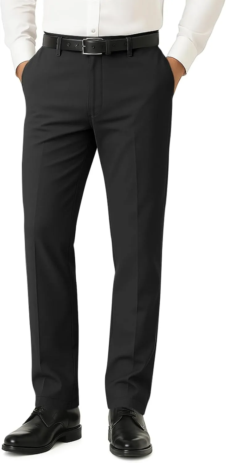 Heyfanee Men's Dress Pants Slim Fit Stretch Expandable Waist Flat Front Chinos Pants for Men