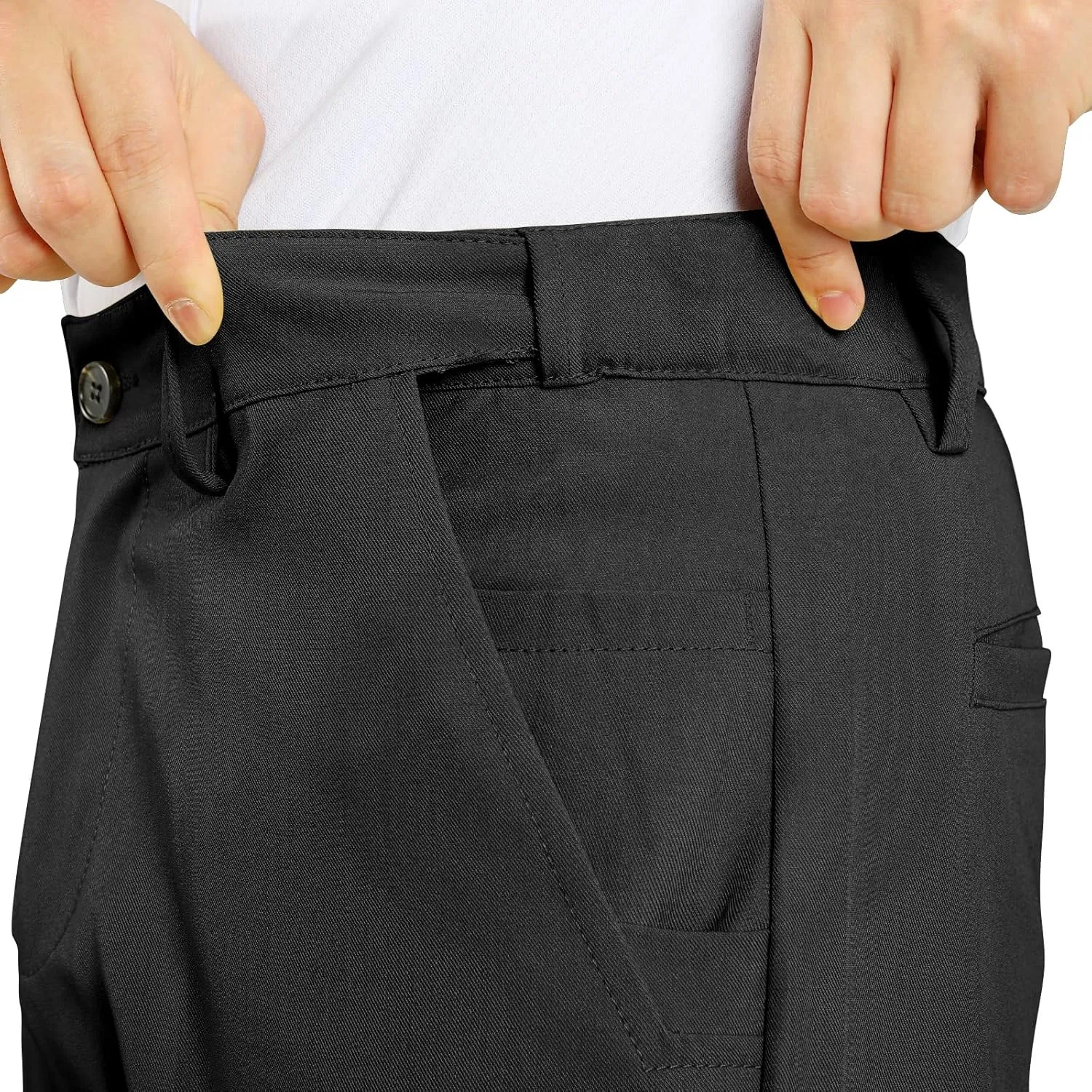 Heyfanee Men's Dress Pants Slim Fit Stretch Expandable Waist Flat Front Chinos Pants for Men