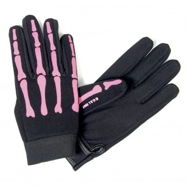Hot Leathers Pink Skeleton Bones Ladies Mechanics Gloves
