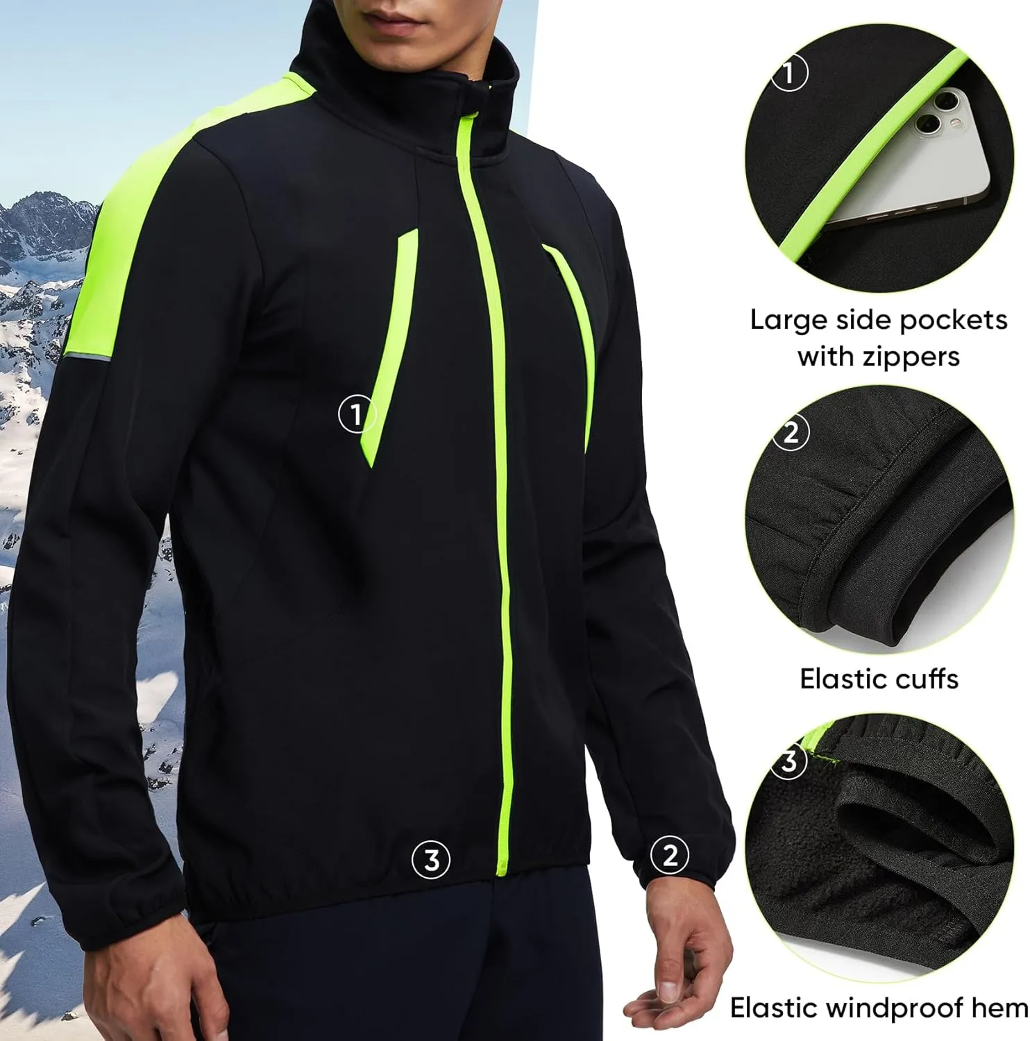 HOTSUIT Cycling Rain Jacket for Men Breathable Running Jacket Waterproof Biking Windbreaker