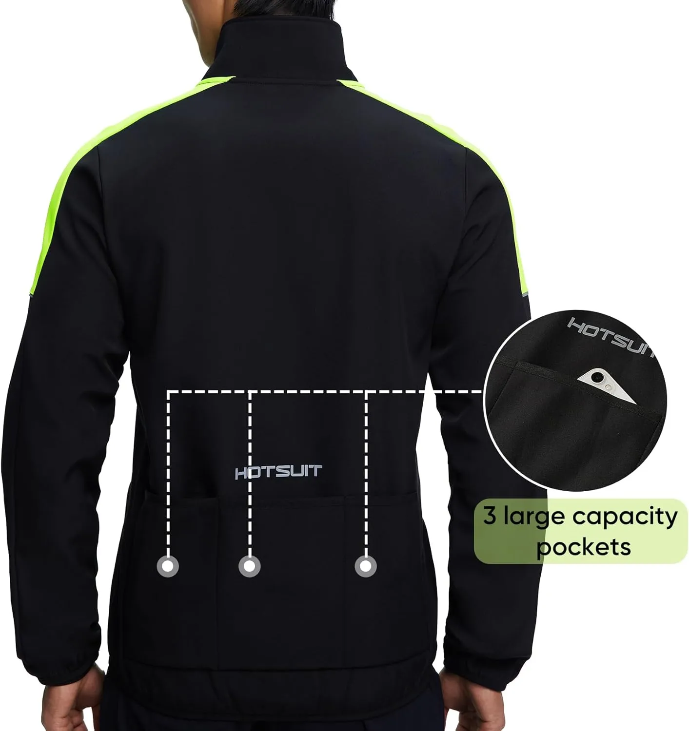 HOTSUIT Cycling Rain Jacket for Men Breathable Running Jacket Waterproof Biking Windbreaker