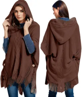 Knitting Thick Women's Loose Shawl Plus Size Thermal Casual Sweater Shawl Comfort Fall Winter Warm Scarf with Tassel