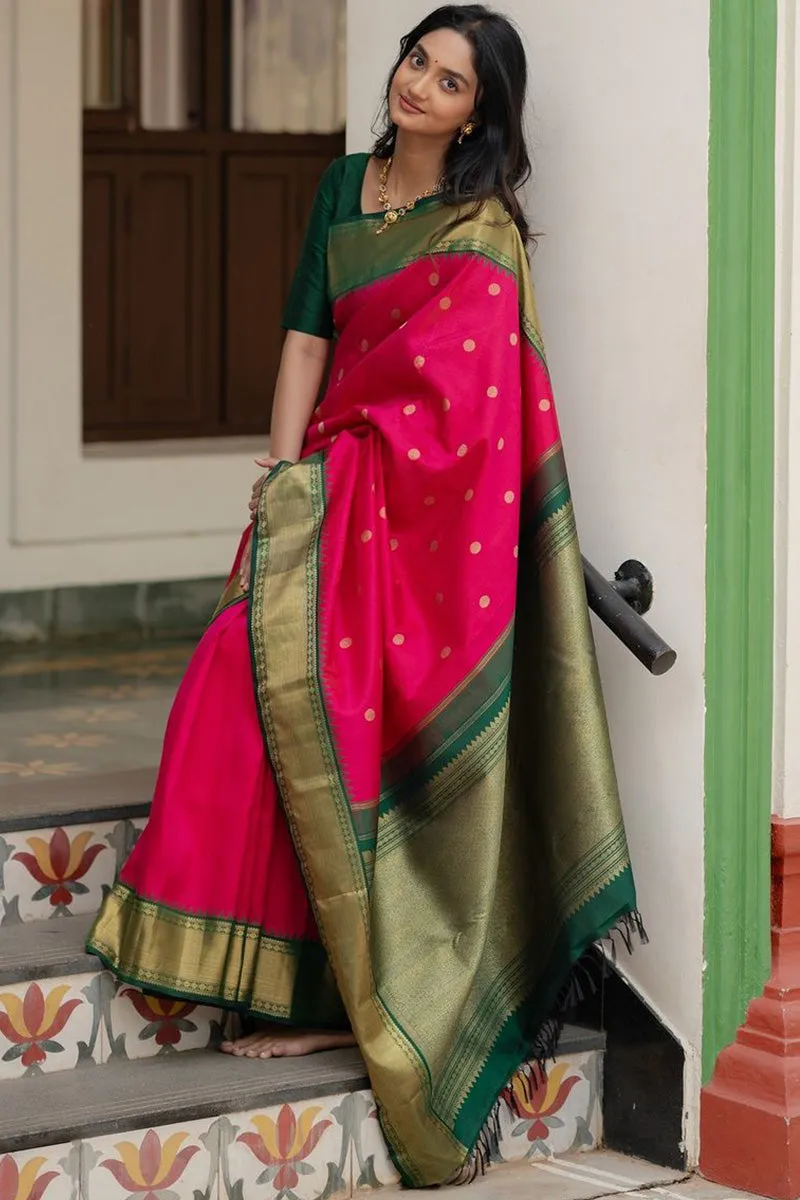 Lassitude Dark Pink Soft Silk Saree With Beautiful Blouse Piece