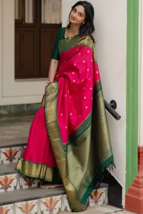 Lassitude Dark Pink Soft Silk Saree With Beautiful Blouse Piece