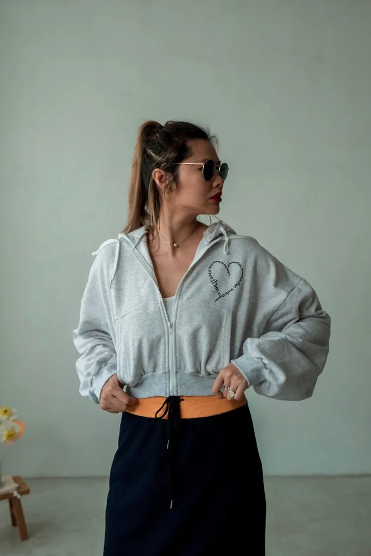 LIGHT GREY RABBIT HOODED CARDIGAN *LAST 2*