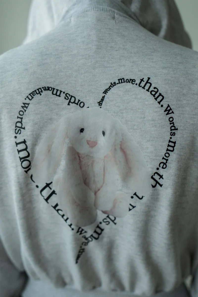 LIGHT GREY RABBIT HOODED CARDIGAN *LAST 2*