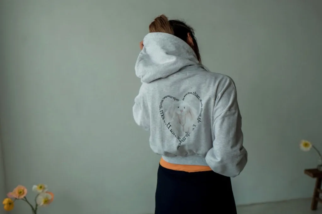 LIGHT GREY RABBIT HOODED CARDIGAN *LAST 2*