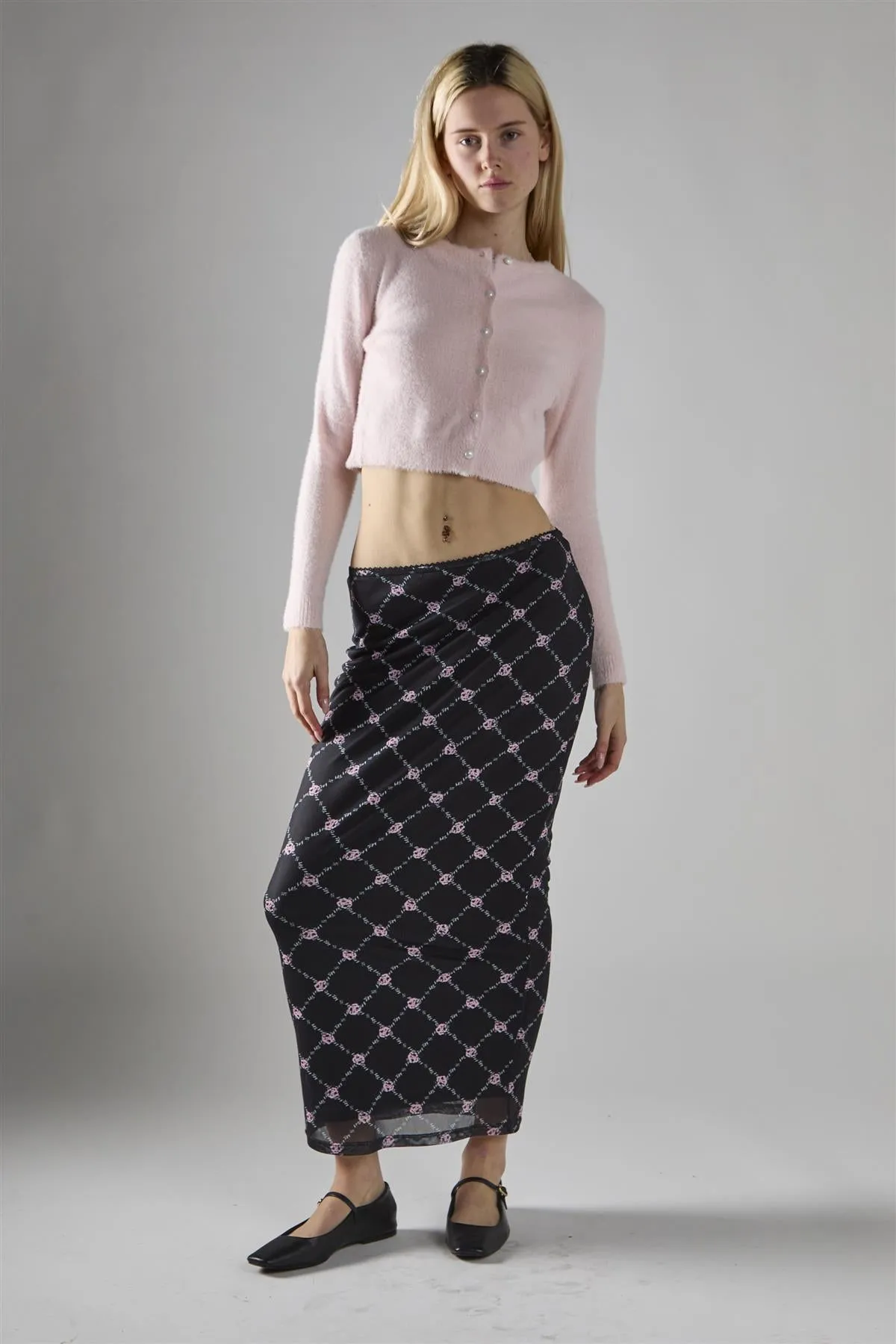 Light Pink Long Sleeve Crop-Cardigan