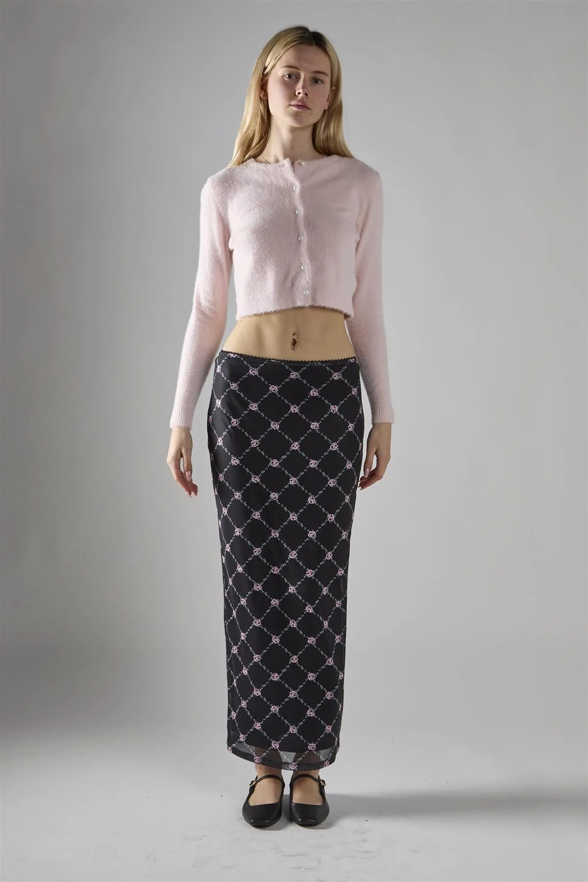 Light Pink Long Sleeve Crop-Cardigan