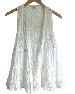 Light Summer Ivory Lace Sleeveless Cardigan