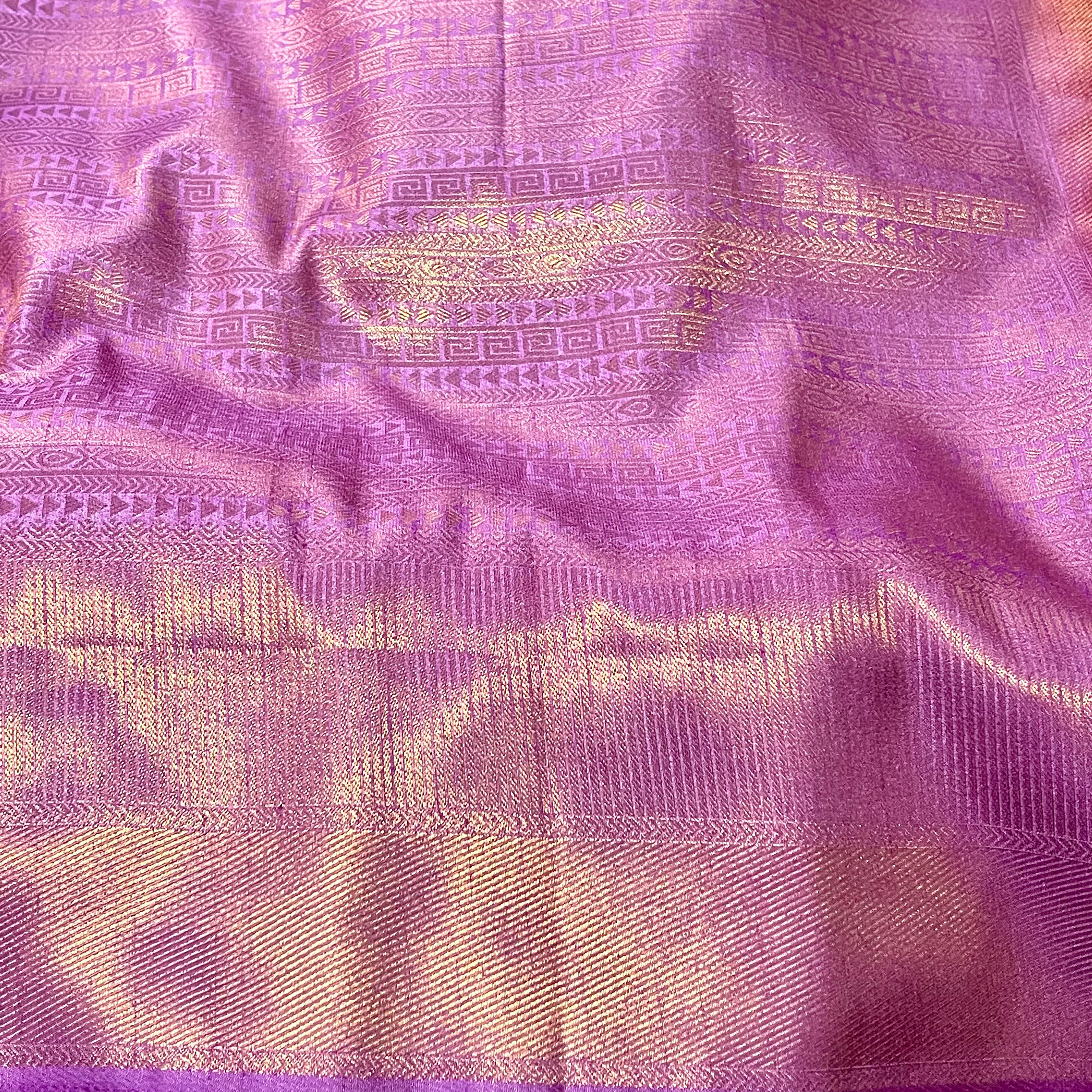 Lilac (Purple) & Maroon Soft Silk Banarasi Saree with stitched Blouse