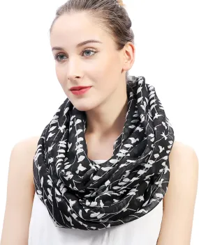 Lina & Lily Bird Print Women's Infinity Scarf Lightweight All Season