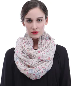 Lina & Lily Bird Print Women's Infinity Scarf Lightweight All Season
