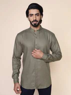 Mandarin Collar Short Kurta Style Shirt