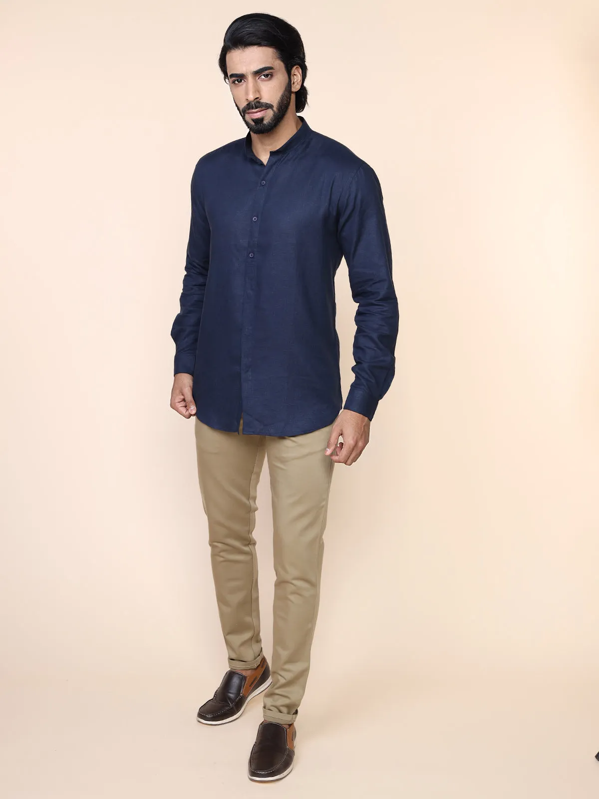 Mandarin Collar Short Kurta Style Shirt