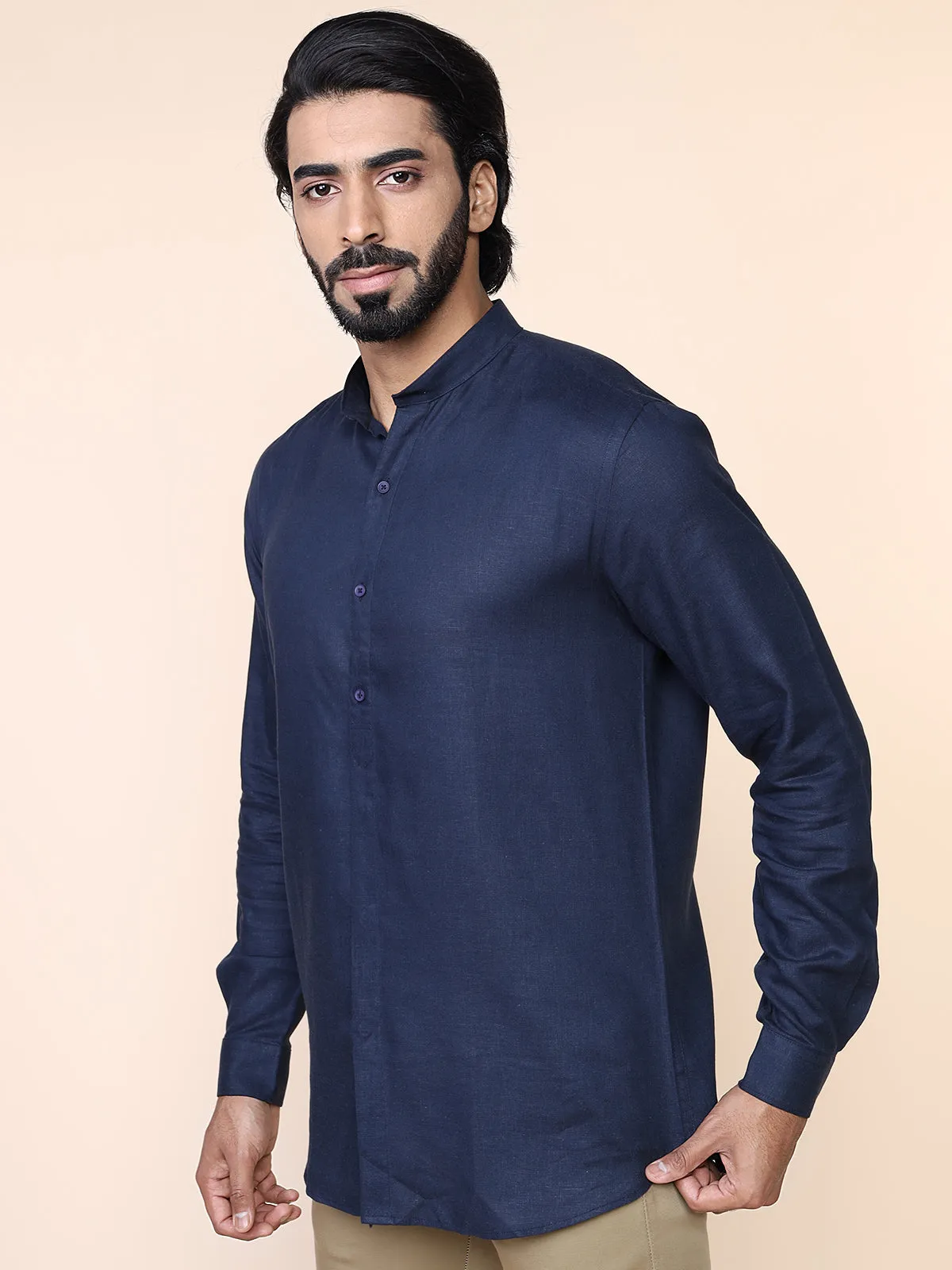 Mandarin Collar Short Kurta Style Shirt