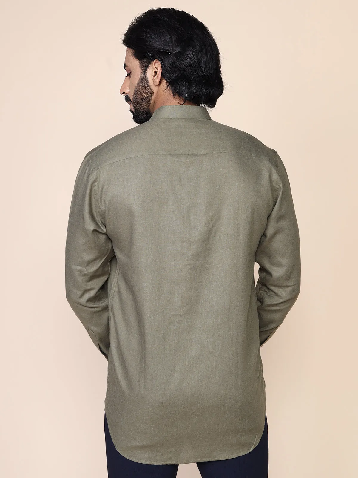 Mandarin Collar Short Kurta Style Shirt