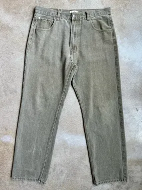 Members Property Washed Green Khaki Straight Leg Jeans (W38")