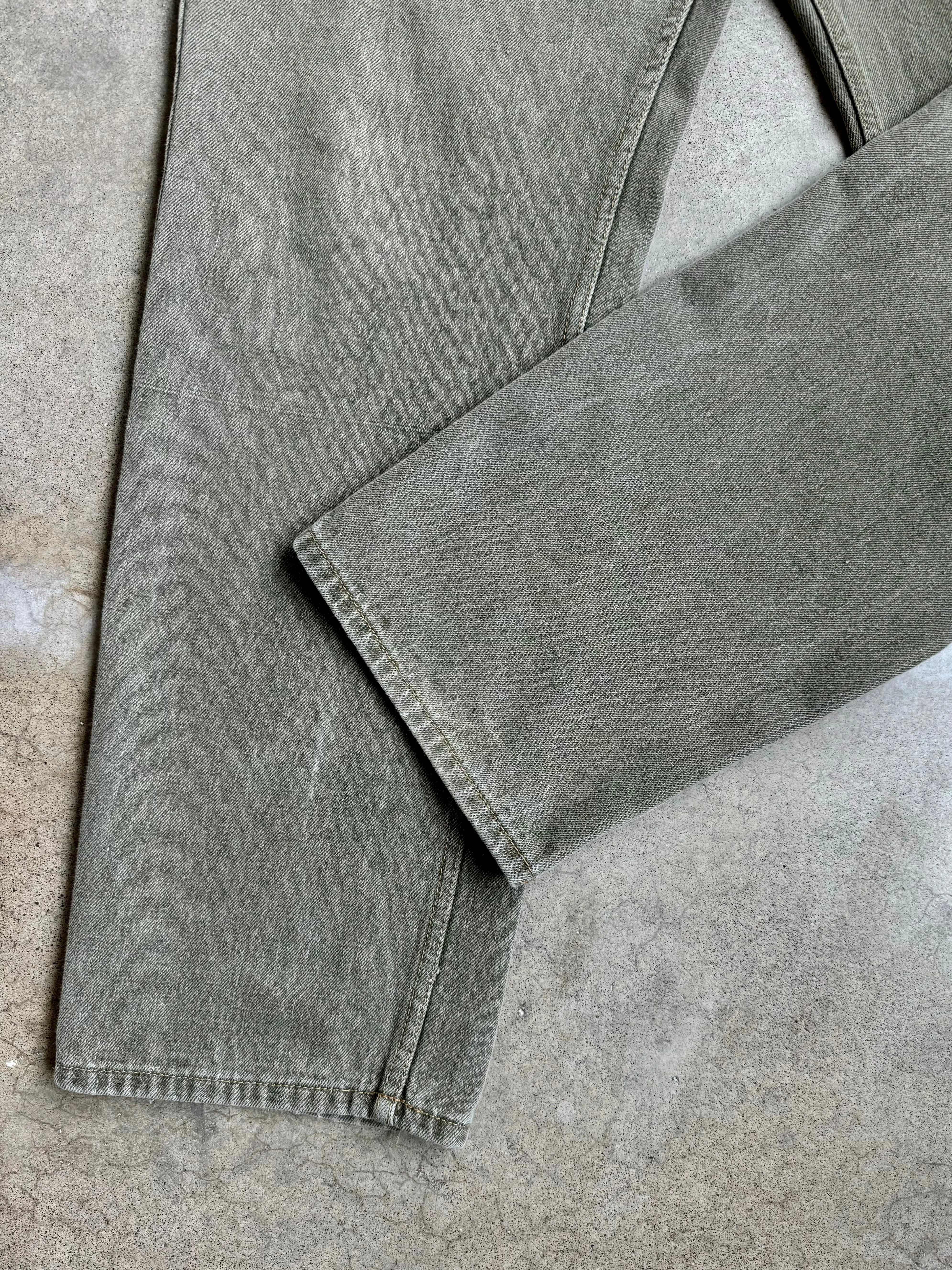 Members Property Washed Green Khaki Straight Leg Jeans (W38")