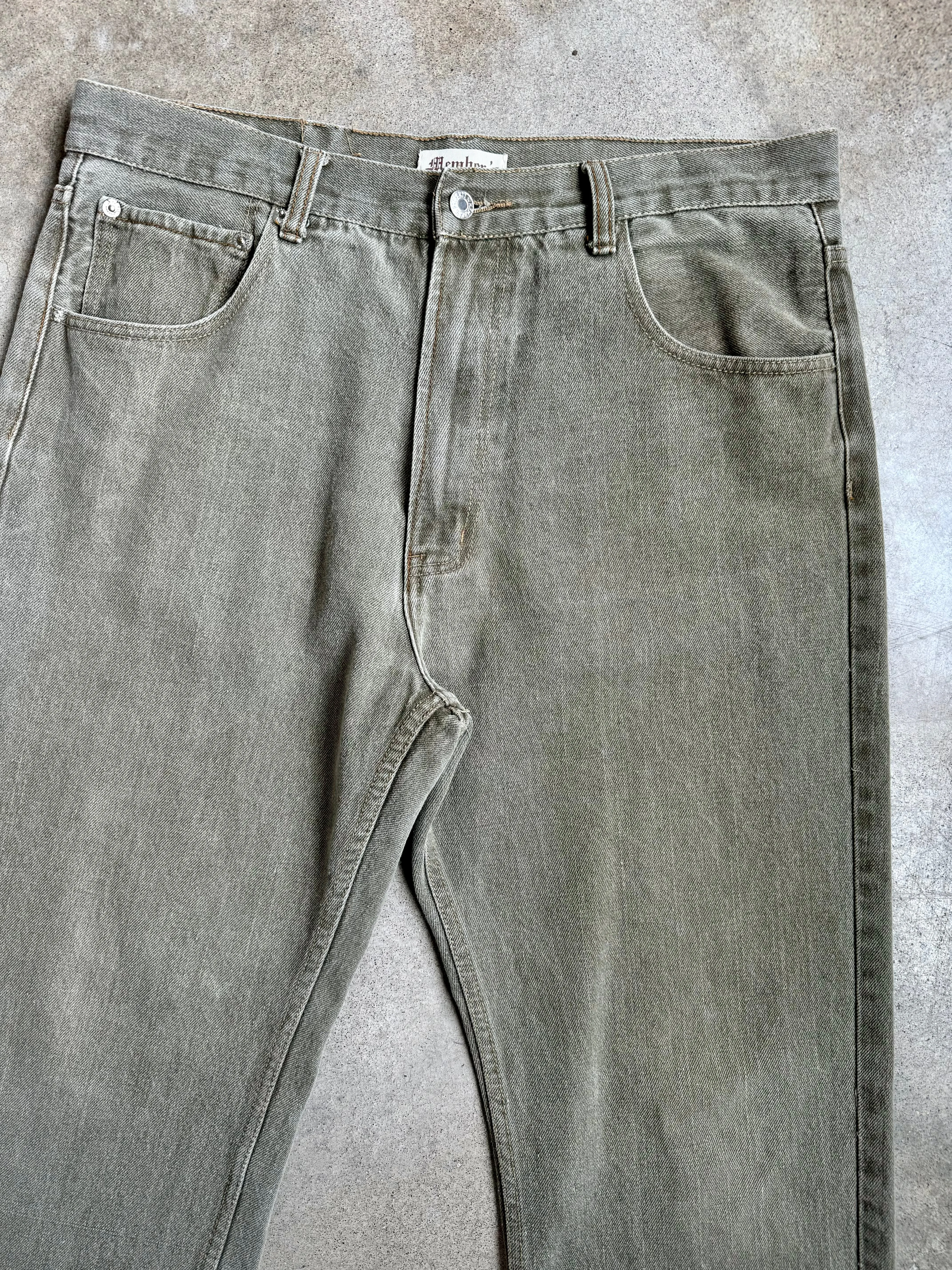 Members Property Washed Green Khaki Straight Leg Jeans (W38")