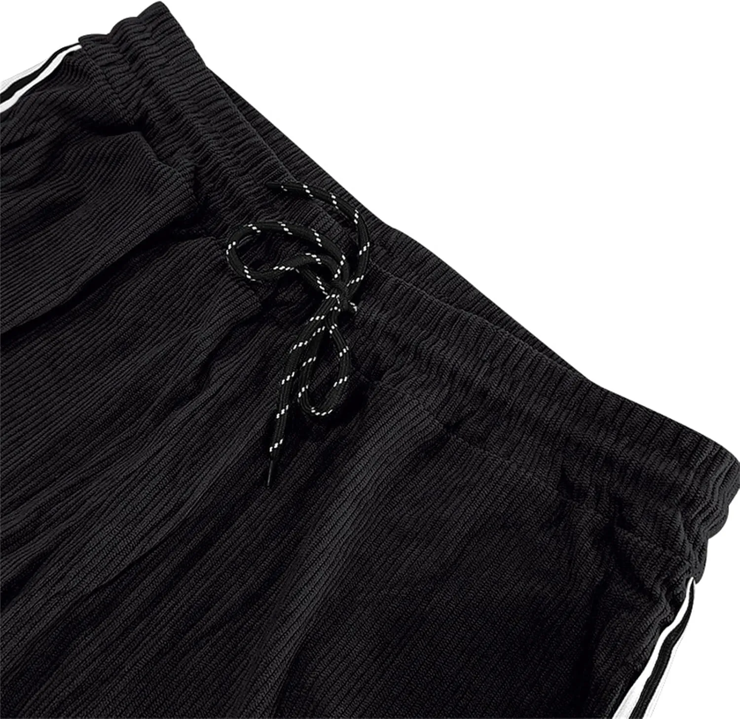 Men's Corduroy Sweatpants Casual Drawstring Stretch Pants Wide Leg Stripes Sweatpant Outdoor Stylish Athletic Pants