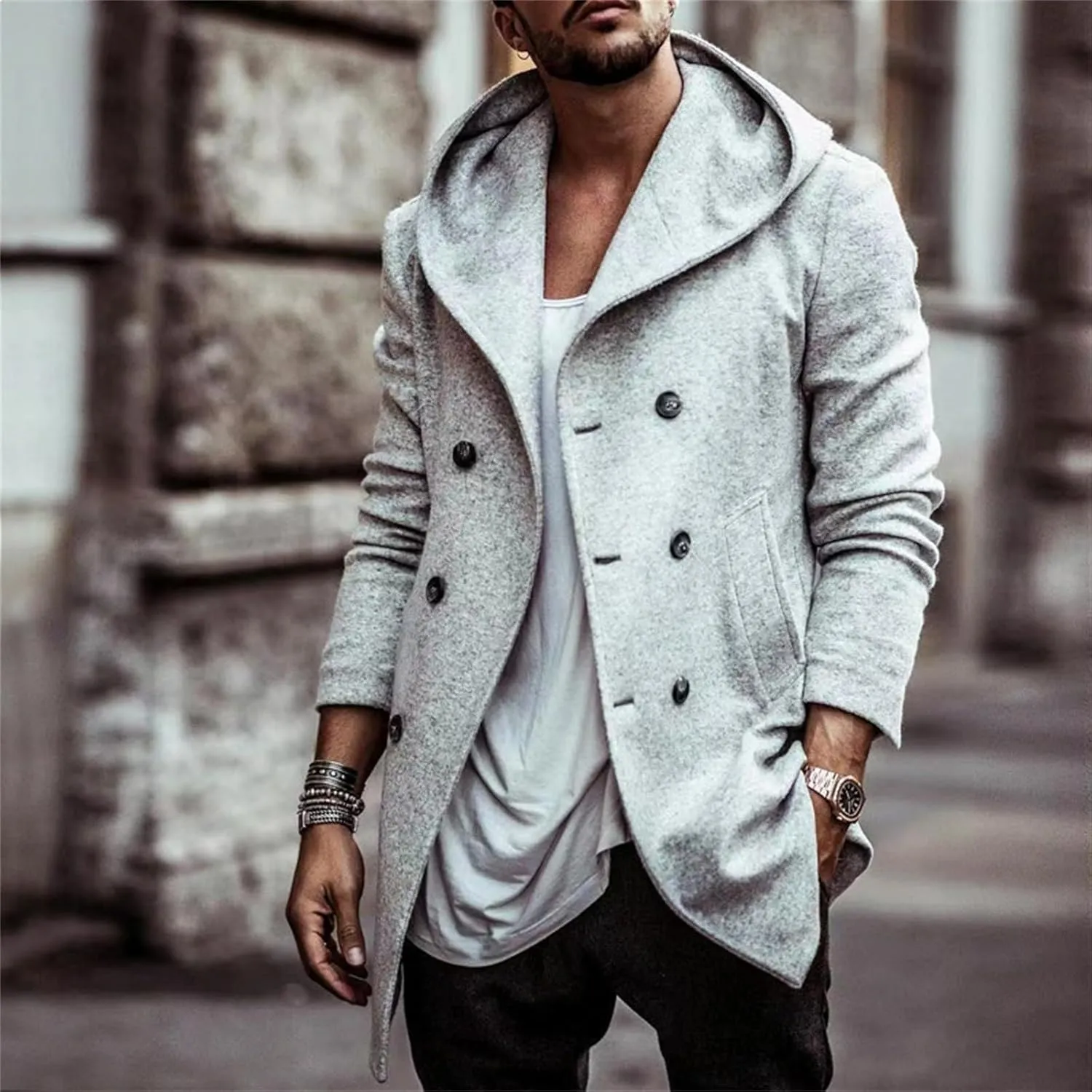 Mens Hoodie Sweatshirt Winter Full Zip Light Weight Fleece Sherpa Lined Warm Jacket Windproof Work Casual Coat Outdoor