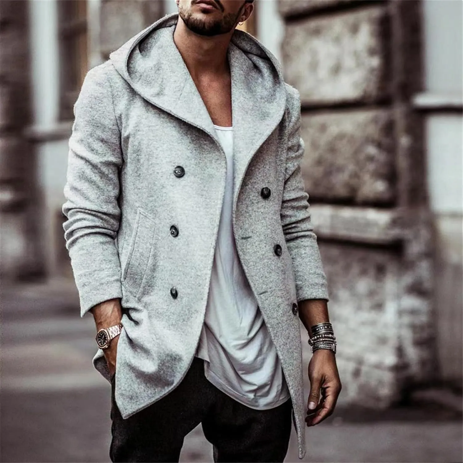 Mens Hoodie Sweatshirt Winter Full Zip Light Weight Fleece Sherpa Lined Warm Jacket Windproof Work Casual Coat Outdoor