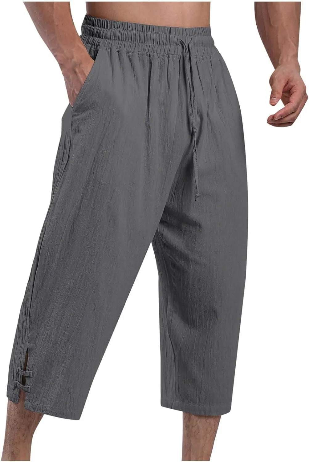 Mens Linen Pants Baggy Elastic Waist Lightweight Casual Pants for Men Mens Golf Pants 80S Outfit for Men Beach Clothes