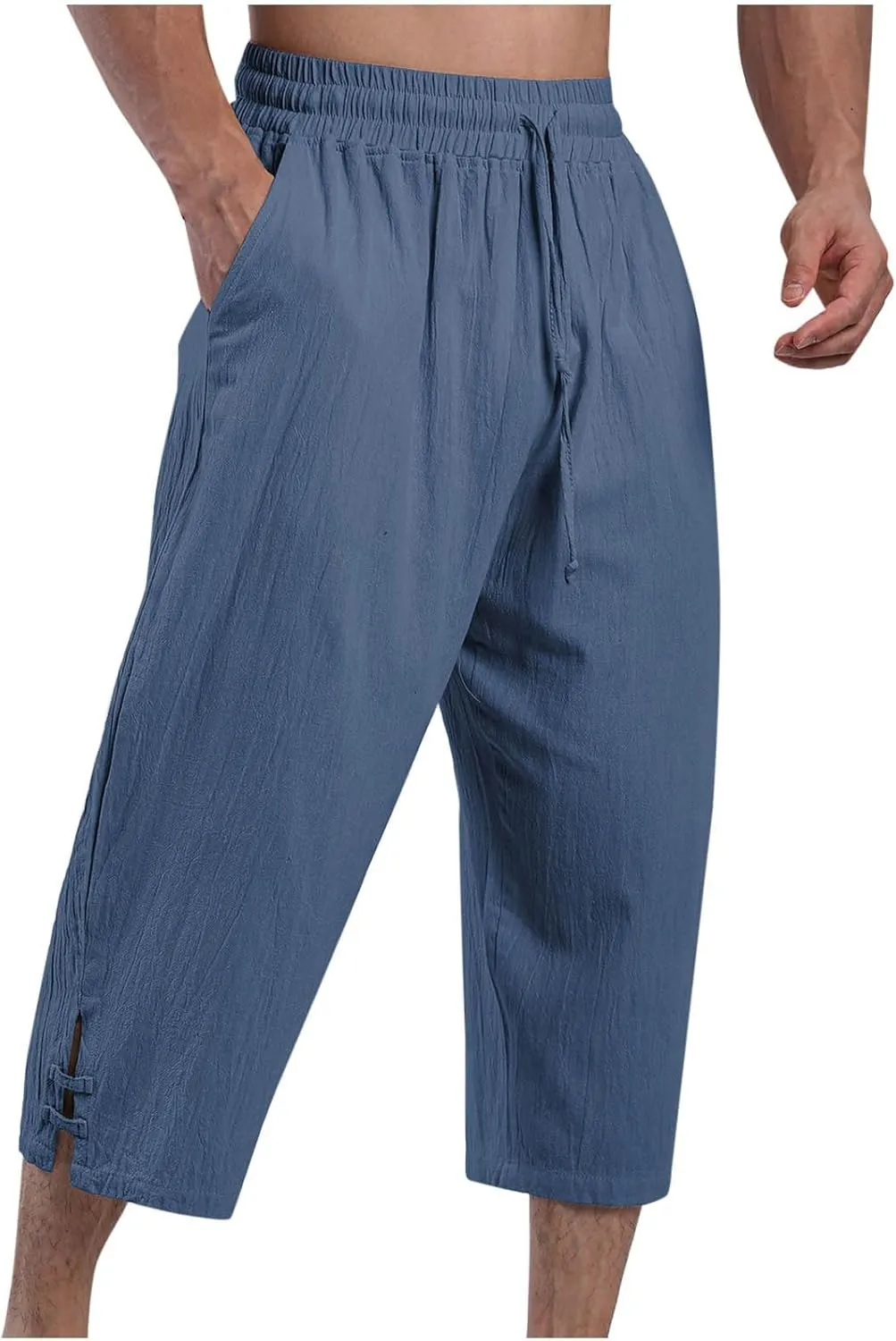 Mens Linen Pants Baggy Elastic Waist Lightweight Casual Pants for Men Mens Golf Pants 80S Outfit for Men Beach Clothes