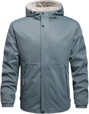 Men's Rain Jacket Waterproof Breathable Hooded Windbreaker Jacket Men's Outdoor Sports Jackets Lightweight Coat