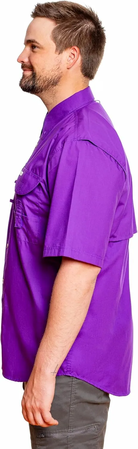 Men's Short Sleeve Fishing Button Down Shirt, Breathable Outdoors Casual Lightweight Shirt