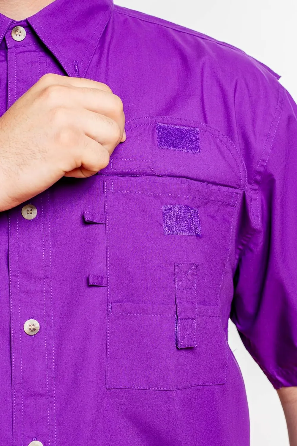 Men's Short Sleeve Fishing Button Down Shirt, Breathable Outdoors Casual Lightweight Shirt