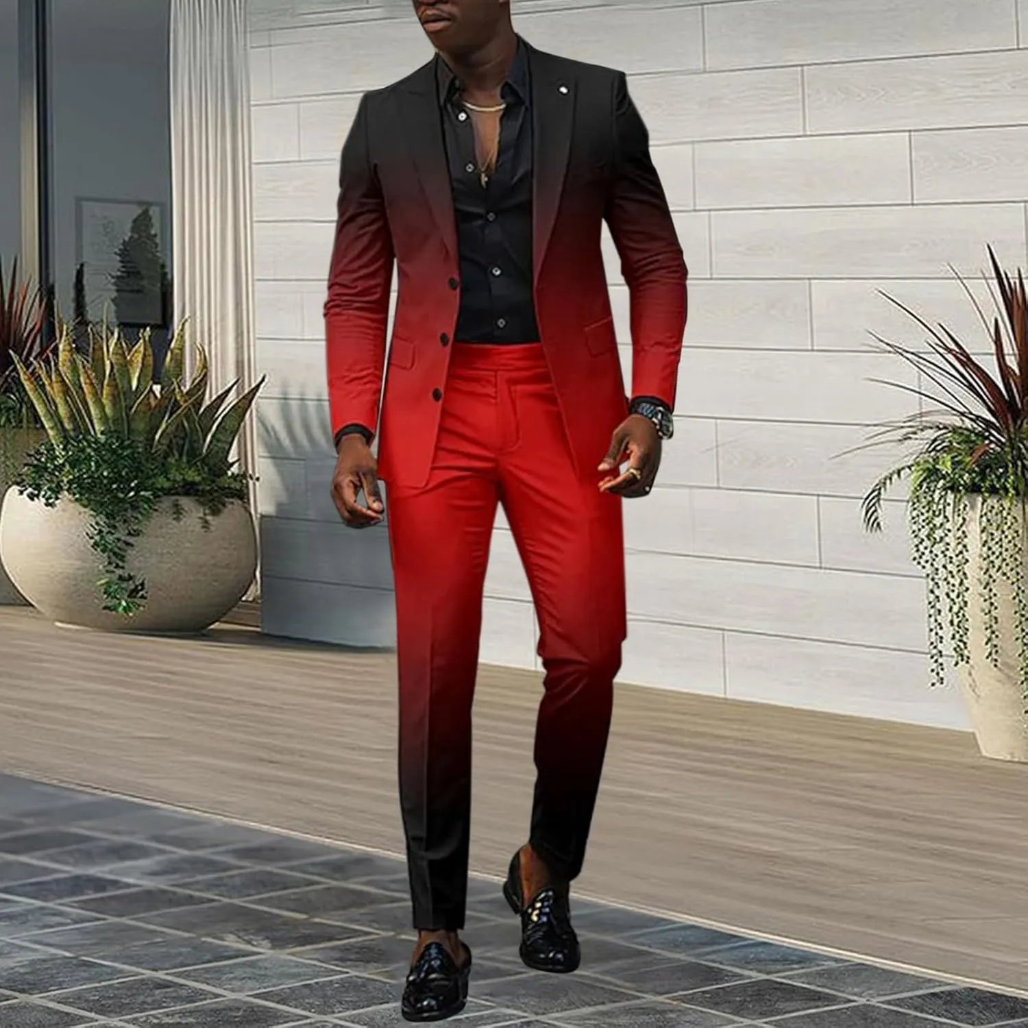 Mens Stylish Suit Sets Slim Fit 3 Button Blazer Jacket and Pants Wedding Prom Tuxedo Set Casual Business Suit Sets