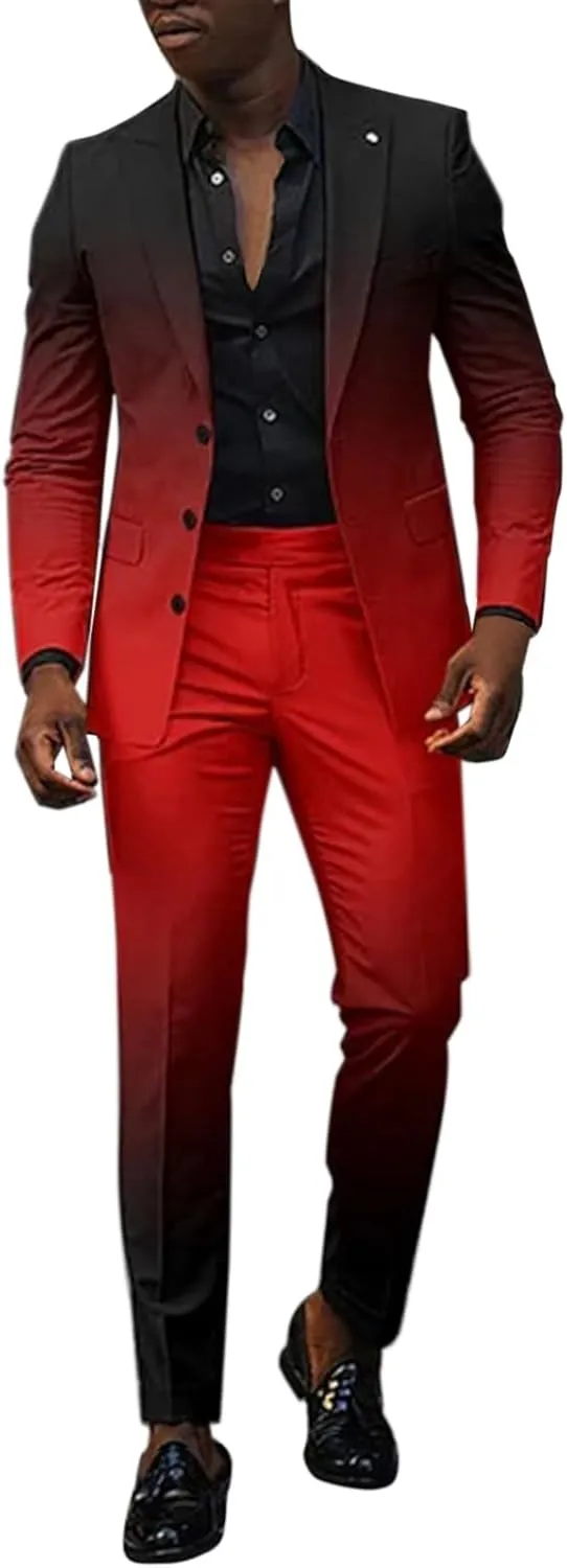 Mens Stylish Suit Sets Slim Fit 3 Button Blazer Jacket and Pants Wedding Prom Tuxedo Set Casual Business Suit Sets