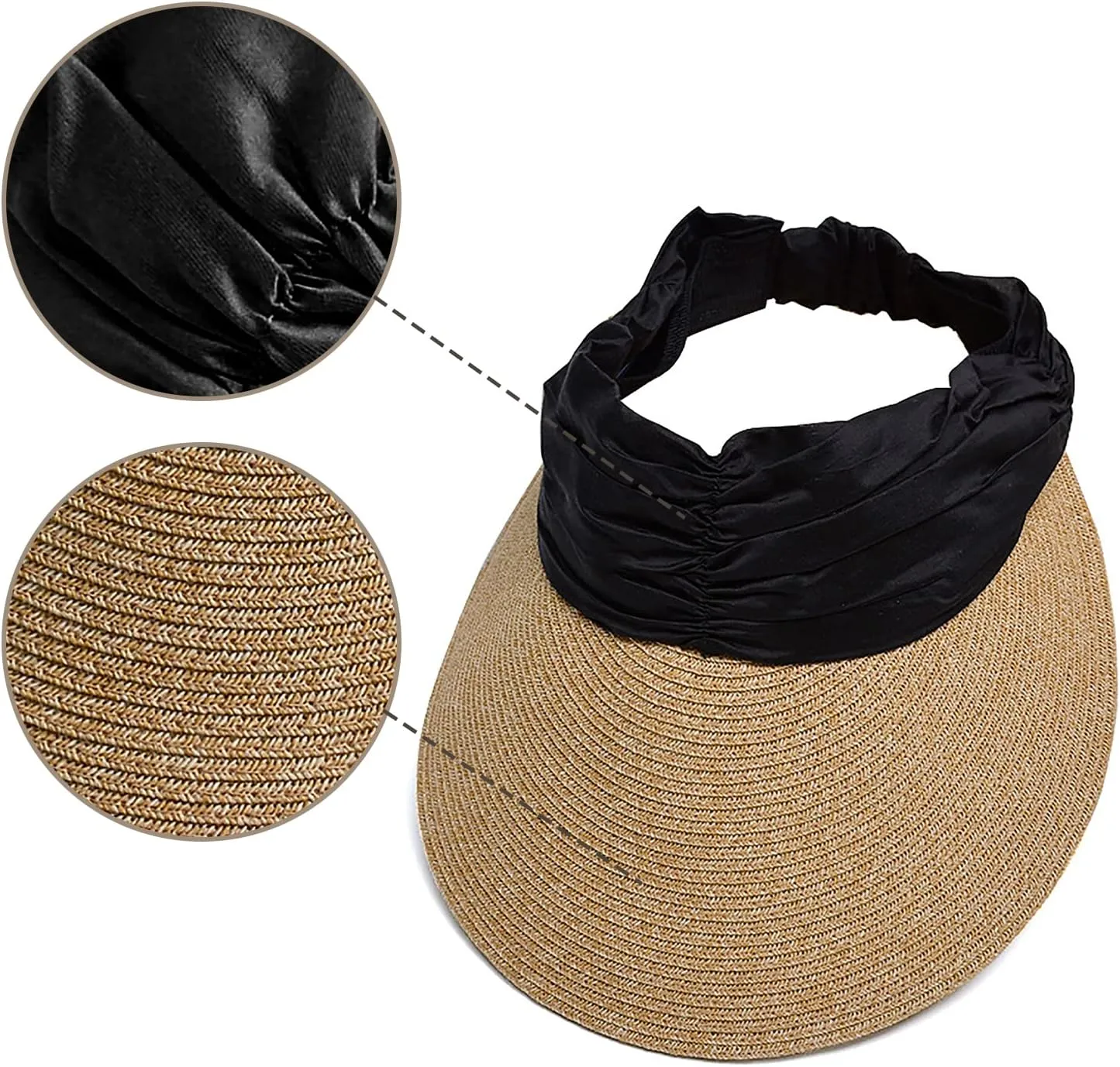 Outdoor Big Brim Visor Sun Straw Hat Womens Beach Sun Protection Cap Hat Braided Large Brim Sun Hat