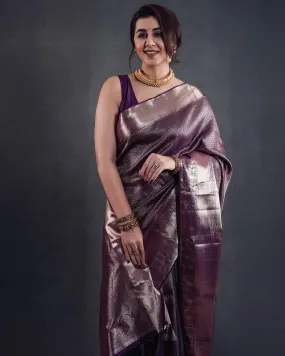 Palimpsest Purple Soft Silk Saree With Epiphany Blouse Piece